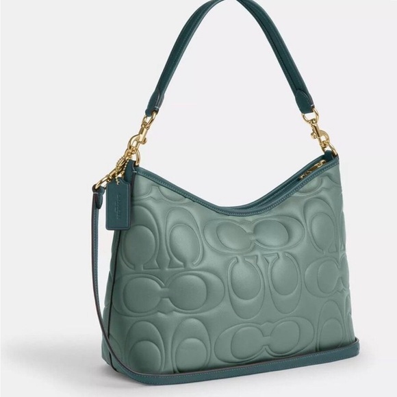Coach Laurel matching Shoulder Bag and Wallet In Blocked Signature Leather - Picture 7 of 9